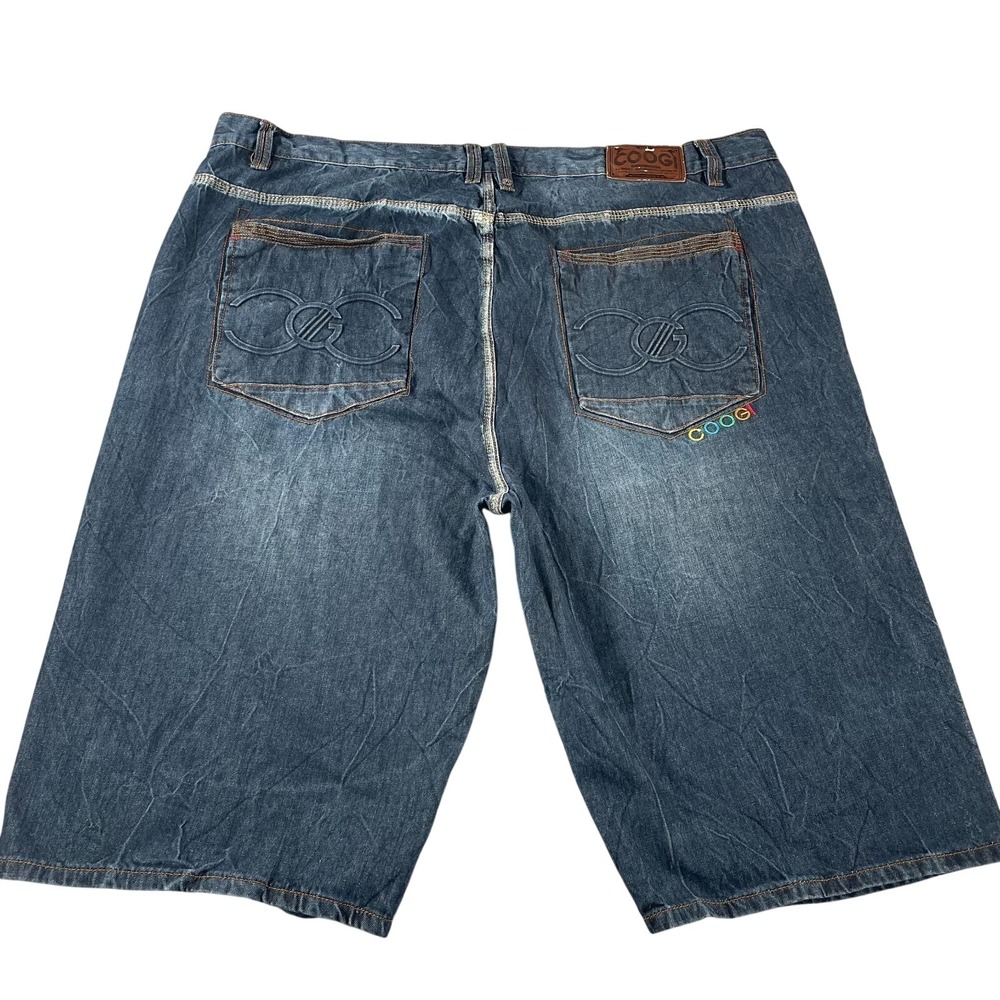 COOGI Mens Denim Shorts Jorts Size 50 15.5 Inseam Baggy Streetwear Embroidered